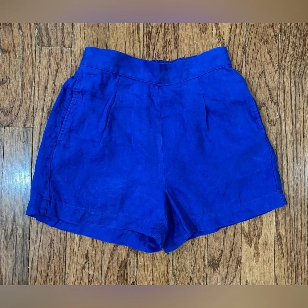 Madewell Colorful Blue Pull-On Shorts Linen XXS - Picture 3 of 6